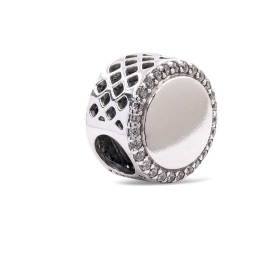 Pandora Silver Charm Bead with Crystal Accents